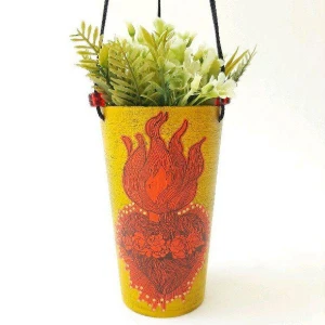 Vasinho Coração Amarelo - Artesanato e Personalizados