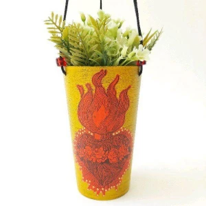 Vasinho Coração Amarelo - Artesanato e Personalizados