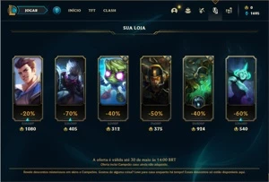 Conta unranked com 5 Skins e 26 Champs - League of Legends LOL