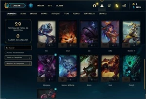 Conta unranked com 5 Skins e 26 Champs - League of Legends LOL
