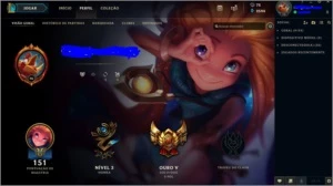 Conta Ouro V com 8 skins e 3 páginas de runa - League of Legends LOL