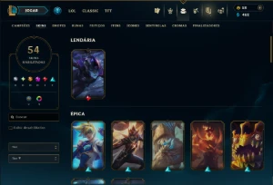 Unranked com 45 Champs e 54 Skins - League of Legends LOL