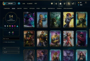 Unranked com 45 Champs e 54 Skins - League of Legends LOL
