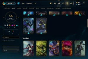 Unranked com 45 Champs e 54 Skins - League of Legends LOL