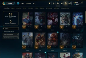 Unranked com 45 Champs e 54 Skins - League of Legends LOL