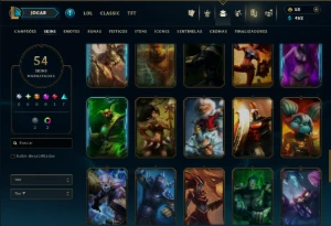 Unranked com 45 Champs e 54 Skins - League of Legends LOL