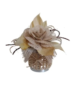 Mini Arranjo com Flor de Juta - Artesanato e Personalizados