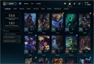 Conta Platina 4 com 157 Champs e 163 Skins + 6 Vitoriosas - League of Legends LOL