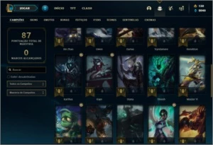Conta platina 4 com 38 champs e 6 skins ( MAIN TOP / MID ) - League of Legends LOL