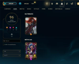CONTA LOL - LVL 186 - 148 Champions - 96 Skins - FULL ACESSO - League of Legends