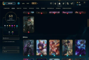 Ouro 3 com 130 Champs e 60 Skins ( ADC / JG ) - League of Legends LOL