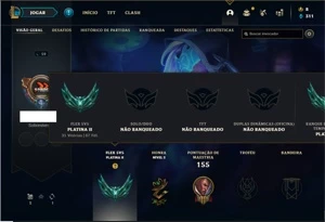 Conta Platina 4 (FLEX) com 50 Champs e 26 Skins - League of Legends LOL