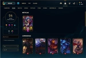 Conta Platina 4 (FLEX) com 50 Champs e 26 Skins - League of Legends LOL