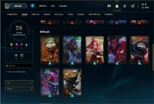 Conta Platina 4 (FLEX) com 50 Champs e 26 Skins - League of Legends LOL