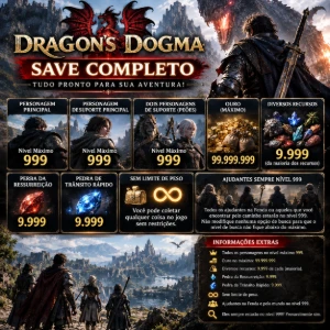 Dragons Dogma 2 - Personagens nível máximo, ouro, recursos!! - Outros