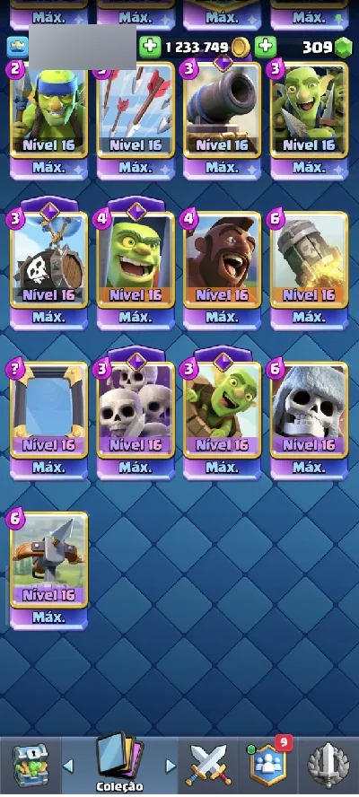 Clash Royale full nv89 todos as evo e todos os heróis