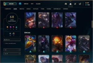 Conta ouro 3 com 600k de Kayle, 133 champs e 68 skins - League of Legends LOL