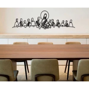 Santa Ceia Vazado em MDF Preto 100 x 25 cm