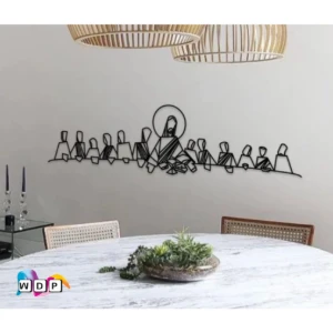 Santa Ceia Vazado em MDF Preto 100 x 25 cm - Artesanato e Personalizados