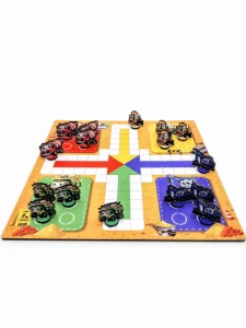 Jogo de Ludo Construção em MDF 28 x 28 cm - Artesanato e Personalizados