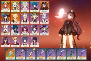 Nahida, Nilou, Mona, Hutao, Espada celestial AR 28 - Genshin Impact