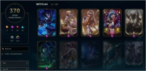 PLAT IV, 356 skins, 4 míticas, 4 ultimate , 30 lendárias e + - League of Legends LOL