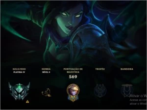 PLAT IV, 356 skins, 4 míticas, 4 ultimate , 30 lendárias e + - League of Legends LOL