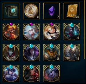 PLAT IV, 356 skins, 4 míticas, 4 ultimate , 30 lendárias e + - League of Legends LOL