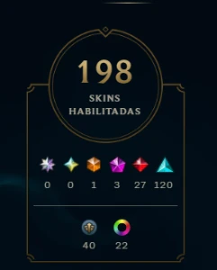 conta de lol lvl 298, com 213 skins, 133 campões e 16k de ea - League of Legends