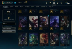 Conta Unranked com 30 Champs e 3 Fragmentos de skins - League of Legends LOL