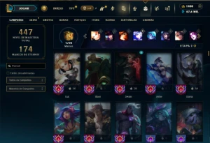 Bronze 4 com TODOS os champs e 230 Skins + 1400 RP - League of Legends LOL