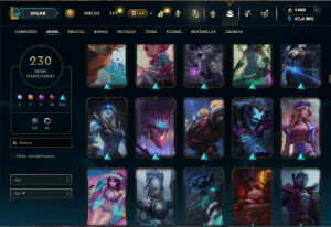 Bronze 4 com TODOS os champs e 230 Skins + 1400 RP - League of Legends LOL