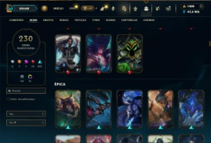 Bronze 4 com TODOS os champs e 230 Skins + 1400 RP - League of Legends LOL