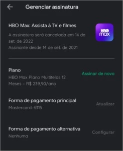 Conta anual hbo max valida até 14 de setembro de 2022 - Assinaturas e Premium