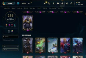 Conta Platina 3 com TODOS os champs e 256 Skins ( MONO ADC ) - League of Legends LOL