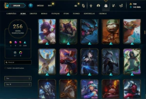Conta Platina 3 com TODOS os champs e 256 Skins ( MONO ADC ) - League of Legends LOL