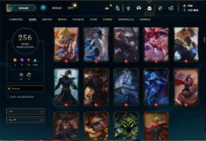 Conta Platina 3 com TODOS os champs e 256 Skins ( MONO ADC ) - League of Legends LOL