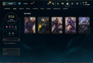 Conta Platina 3 com TODOS os champs e 256 Skins ( MONO ADC ) - League of Legends LOL