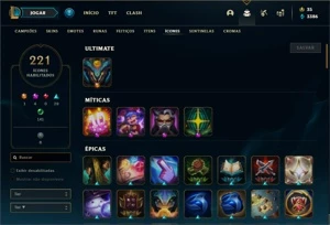 Conta prata 2 com TODOS os champ e 172 Skins + 500k de Diana - League of Legends LOL