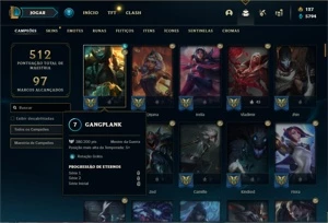 Conta ouro 3 com 150 Champs e 425 Skins + 5 Prestigios - League of Legends LOL