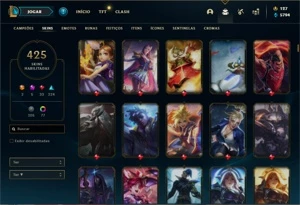 Conta ouro 3 com 150 Champs e 425 Skins + 5 Prestigios - League of Legends LOL