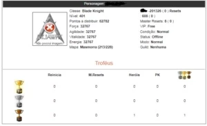 Vendo ACC No Muaway com char de 904 mil KLS no Pk - MU Online