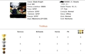 Vendo ACC No Muaway com char de 904 mil KLS no Pk - MU Online