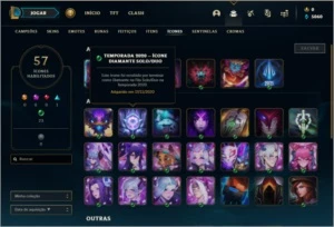 Conta platina 3 com 5 skins e 32 champs (Ex D4) - League of Legends LOL