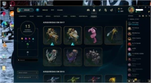 Conta nivel 77 gold 4, 101 skins, 10 emotes, 140 icones - League of Legends LOL