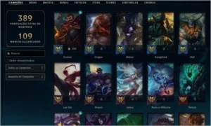 CONTA UNRANKED COM 231 SKINS (MMR DE DIAMANTE) - League of Legends LOL