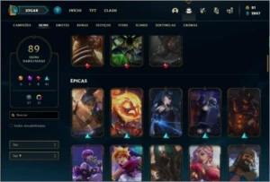 Conta platina 2 com 68 champs e 89 skins + 700k de Yasuo - League of Legends LOL