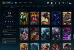 Conta platina 2 com 68 champs e 89 skins + 700k de Yasuo - League of Legends LOL