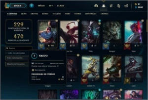 Conta platina 2 com 68 champs e 89 skins + 700k de Yasuo - League of Legends LOL
