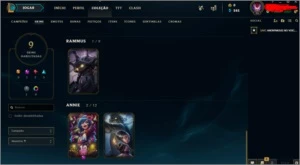 Conta League of legends Unranked Com SKINS tops LOL